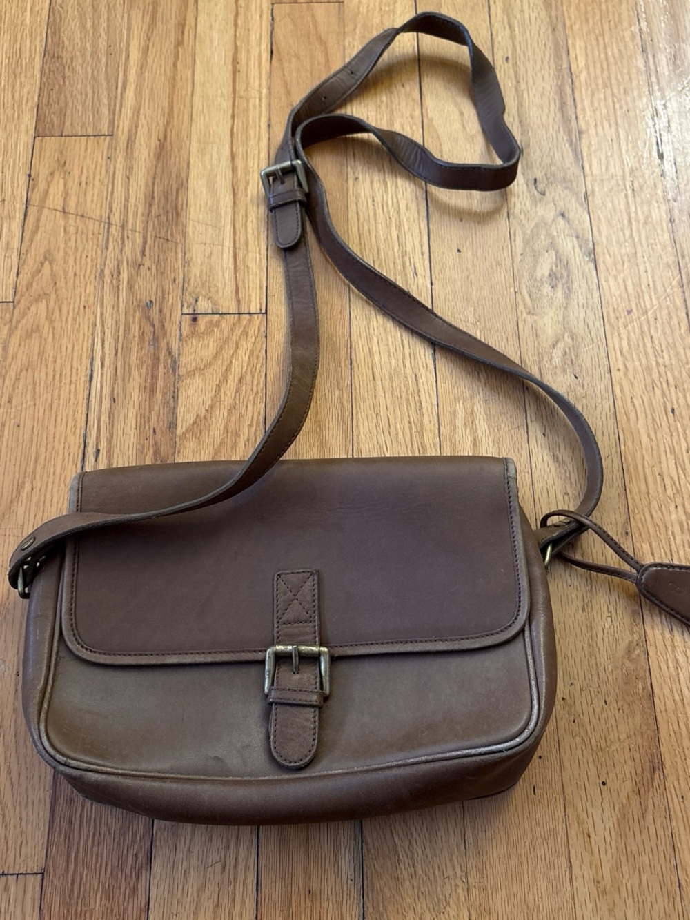 Brown Leather Crossbody Messenger Bag - Unbranded vintage Calvin Klein